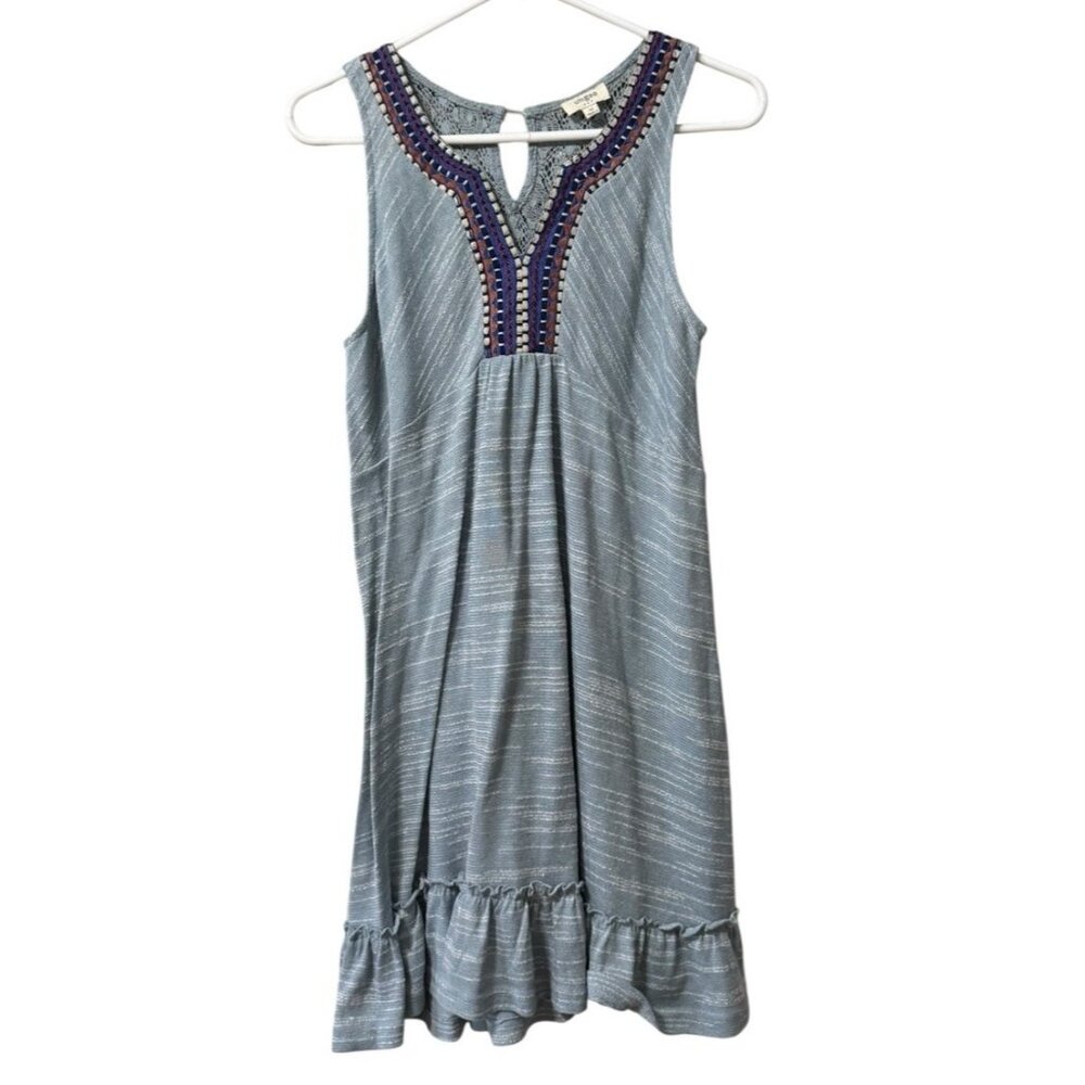 Umgee Women Size Medium Dress Shift Sleeveless Embroidery Boho Aztec Flowing Art
